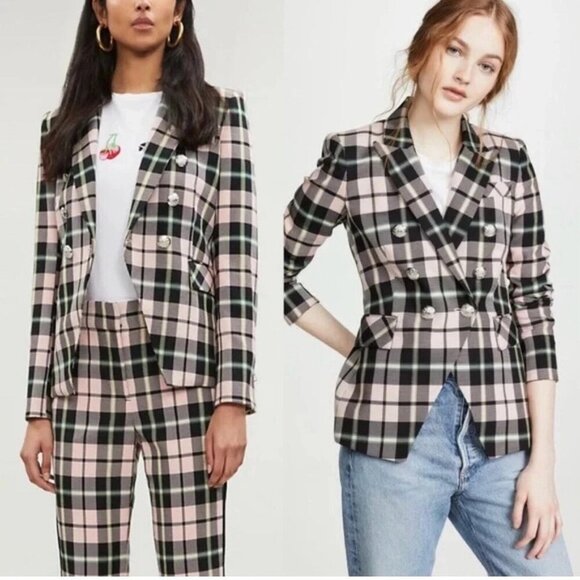 Veronica Beard Miller Dickey Jacket Pink Plaid Size 4 - Picture 1 of 16